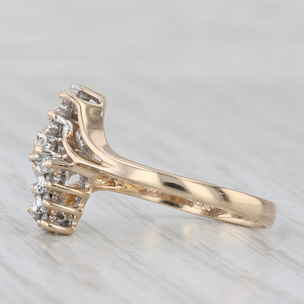 Light Gray 0.16ctw Diamond Cluster Bypass Ring 14k Yellow Gold Size 5