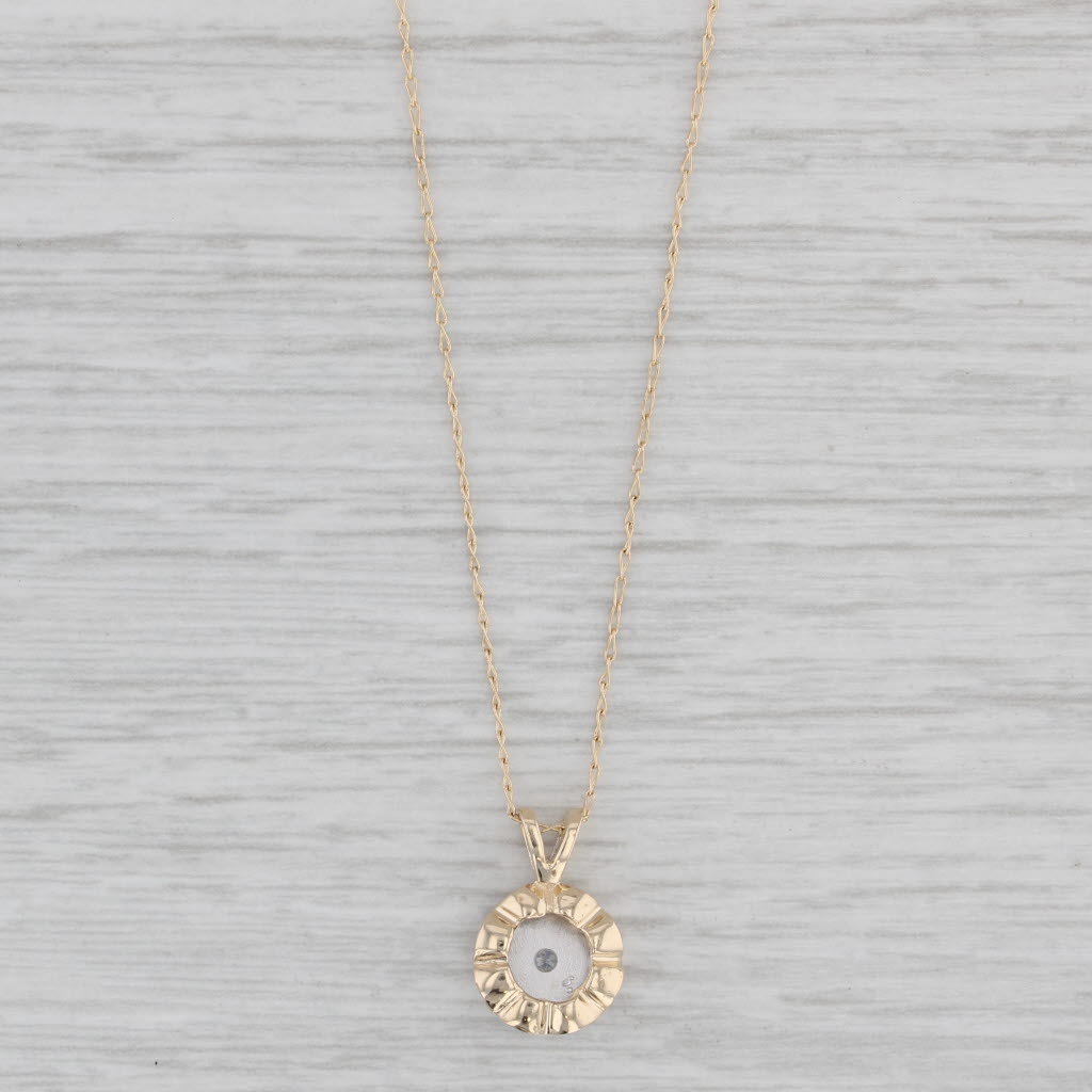 Gray Diamond Flower Pendant 14k White Yellow Gold 19.5" Wheat Chain