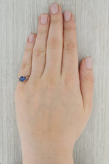 Dark Gray 1.19ctw Lab Created Blue Sapphire Diamond Ring 10k White Gold Sz 6.75 Engagement