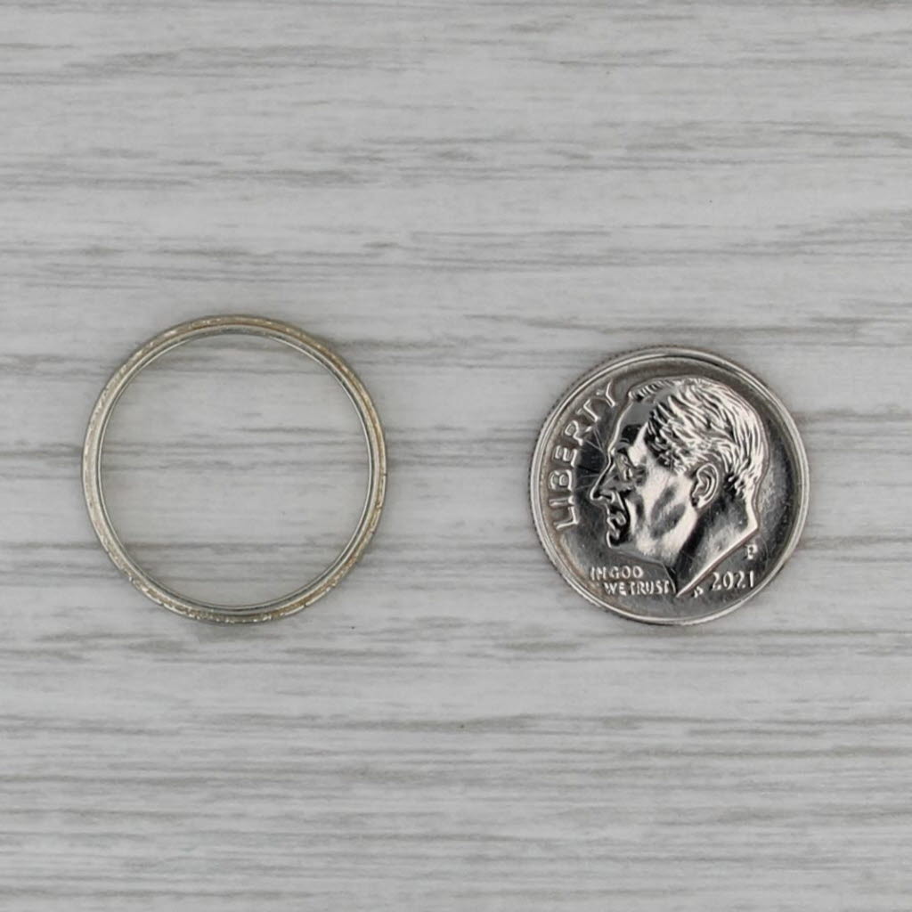 Art Deco Etched Pattern Wedding Band 18k White Gold Size 6.75 Stackable Ring