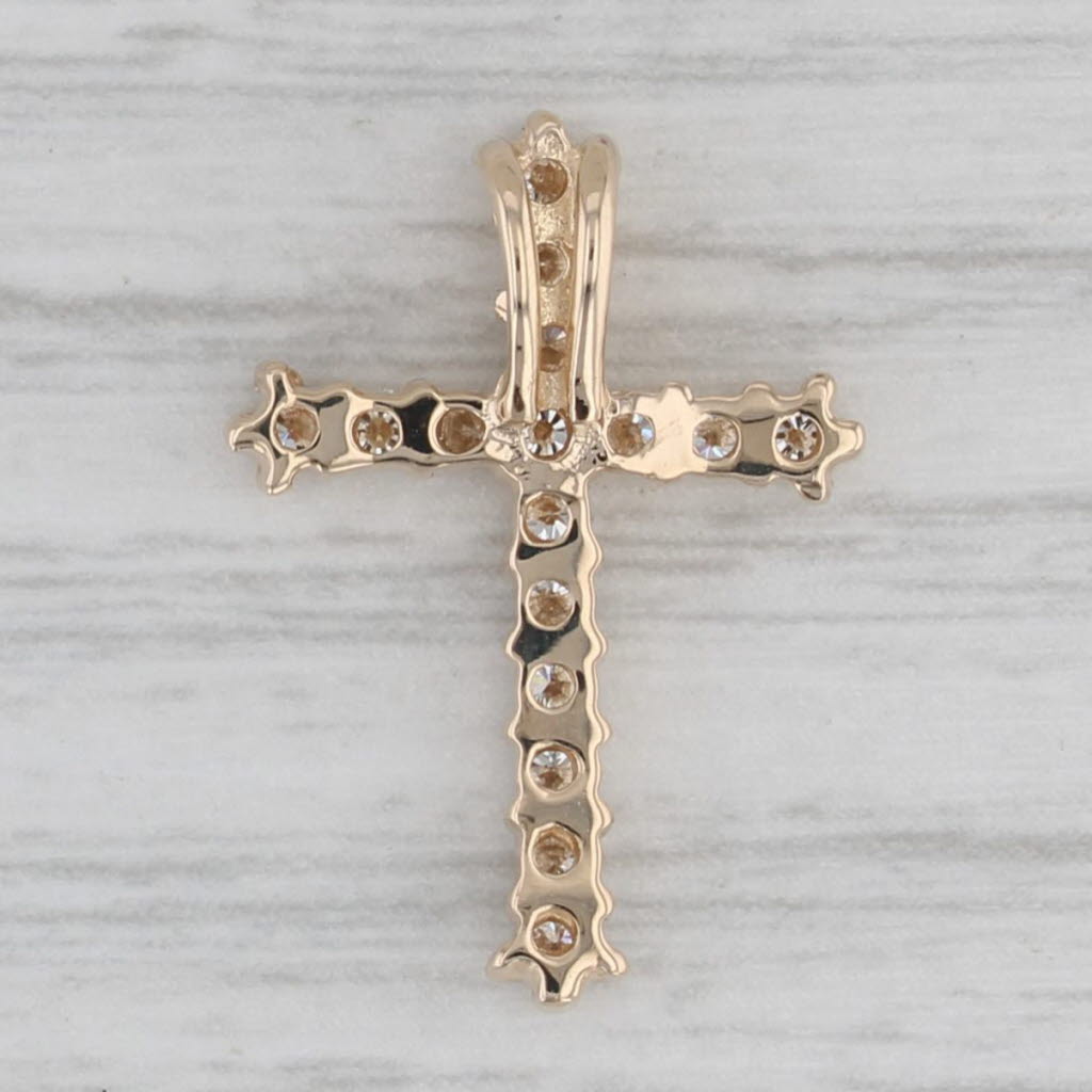 Gray 0.36ctw Diamond Cross Pendant 14k Yellow Gold