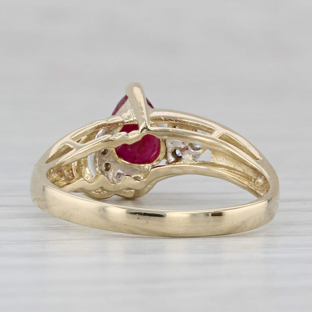 Gray 0.96ctw Pear Ruby Diamond Ring 14k Yellow Gold Size 6.75