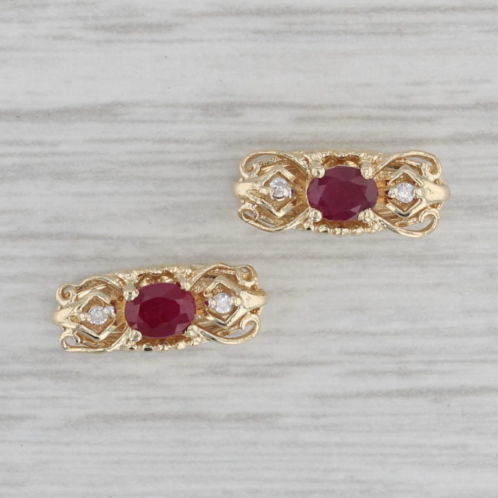 Gray Richard Klein 0.52ctw Ruby Diamond Slide Charm Spacers 10k Yellow Gold Set of 2