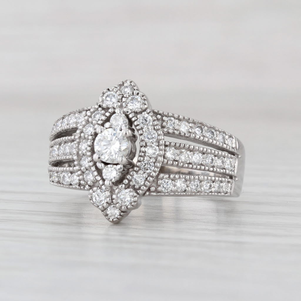 1ctw Diamond 14k White Gold Size 7.5 Cocktail