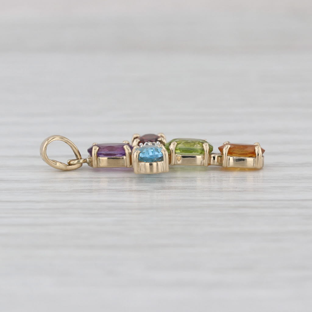2.38ctw Gemstone Cross Pendant 14k Gold Amethyst Garnet Topaz Peridot Citrine