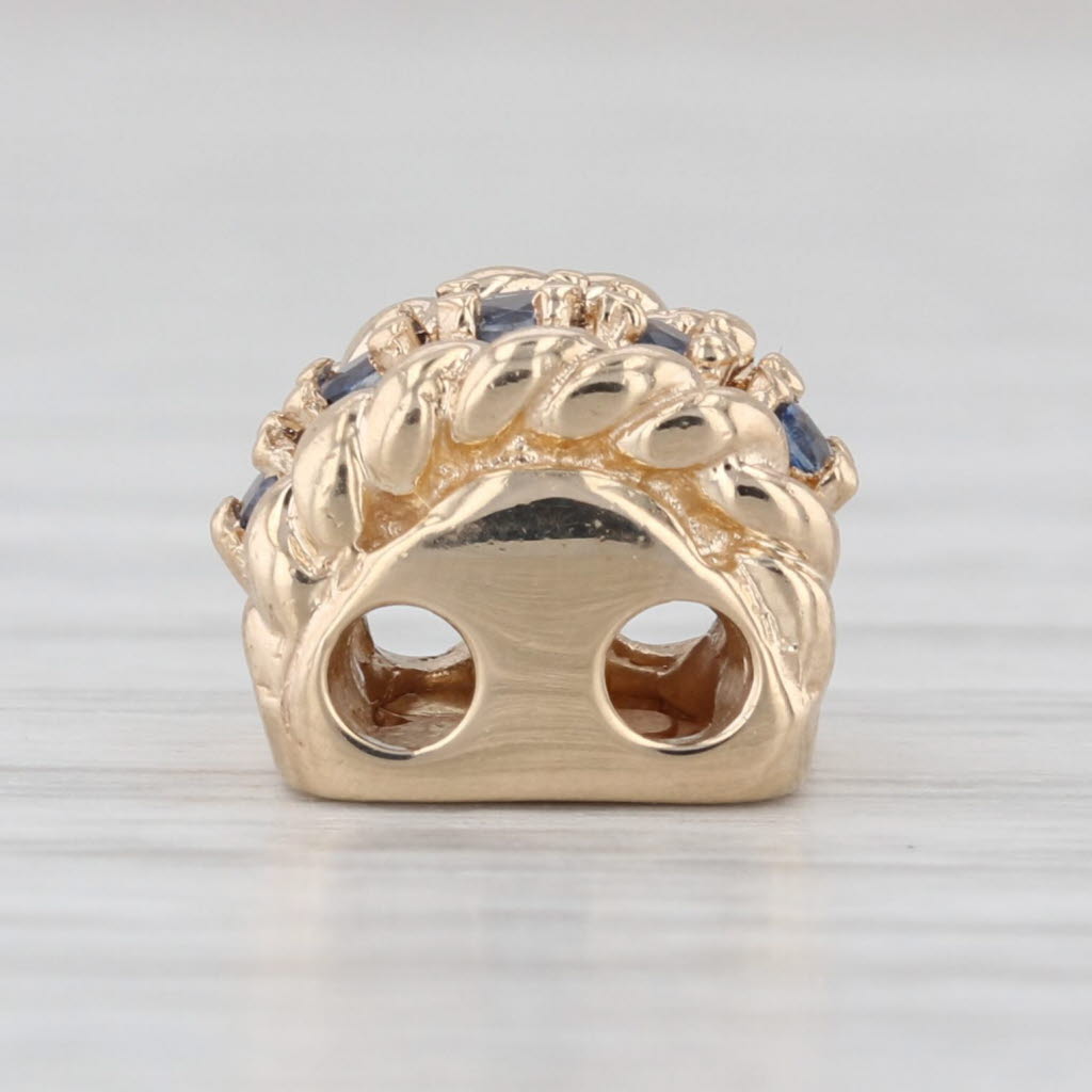 Vintage DJI 0.20ctw Blue Sapphire Slide Bracelet Charm 14k Yellow Gold