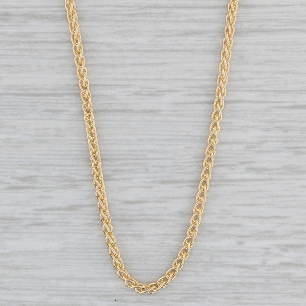 New Round Wheat Chain Necklace 14k Yellow Gold 16" 1.5mm