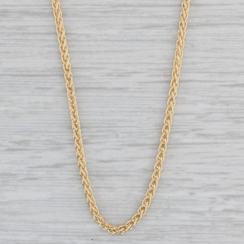 New Round Wheat Chain Necklace 14k Yellow Gold 16" 1.5mm