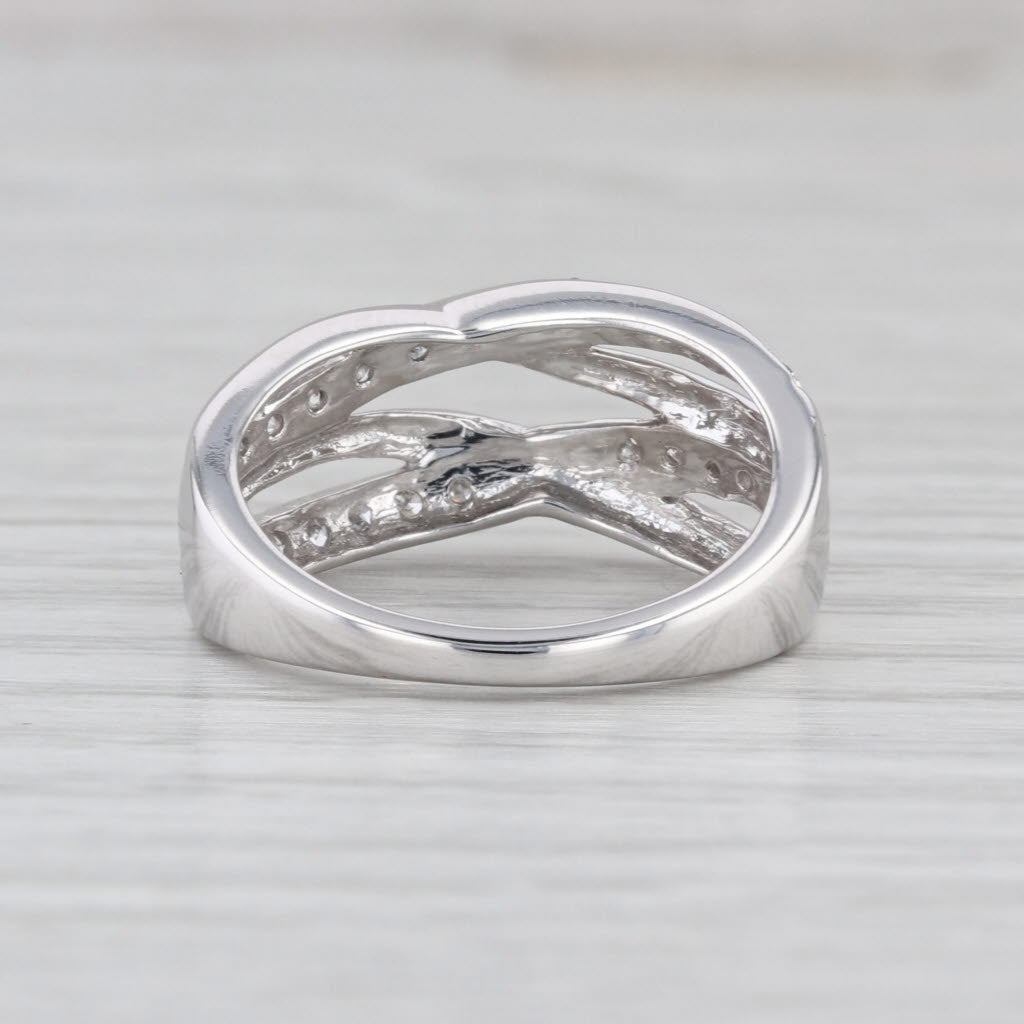 0.20ctw Diamond Crossover Woven Ring 10k White Gold Size 6.75