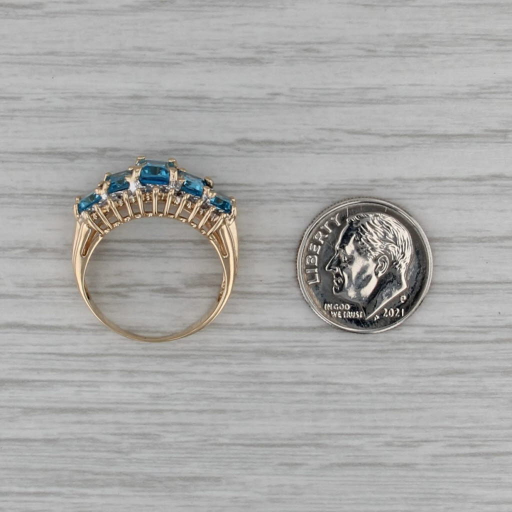4.08ctw Blue Topaz Diamond Ring 14k Yellow Gold Size 7 Cocktail