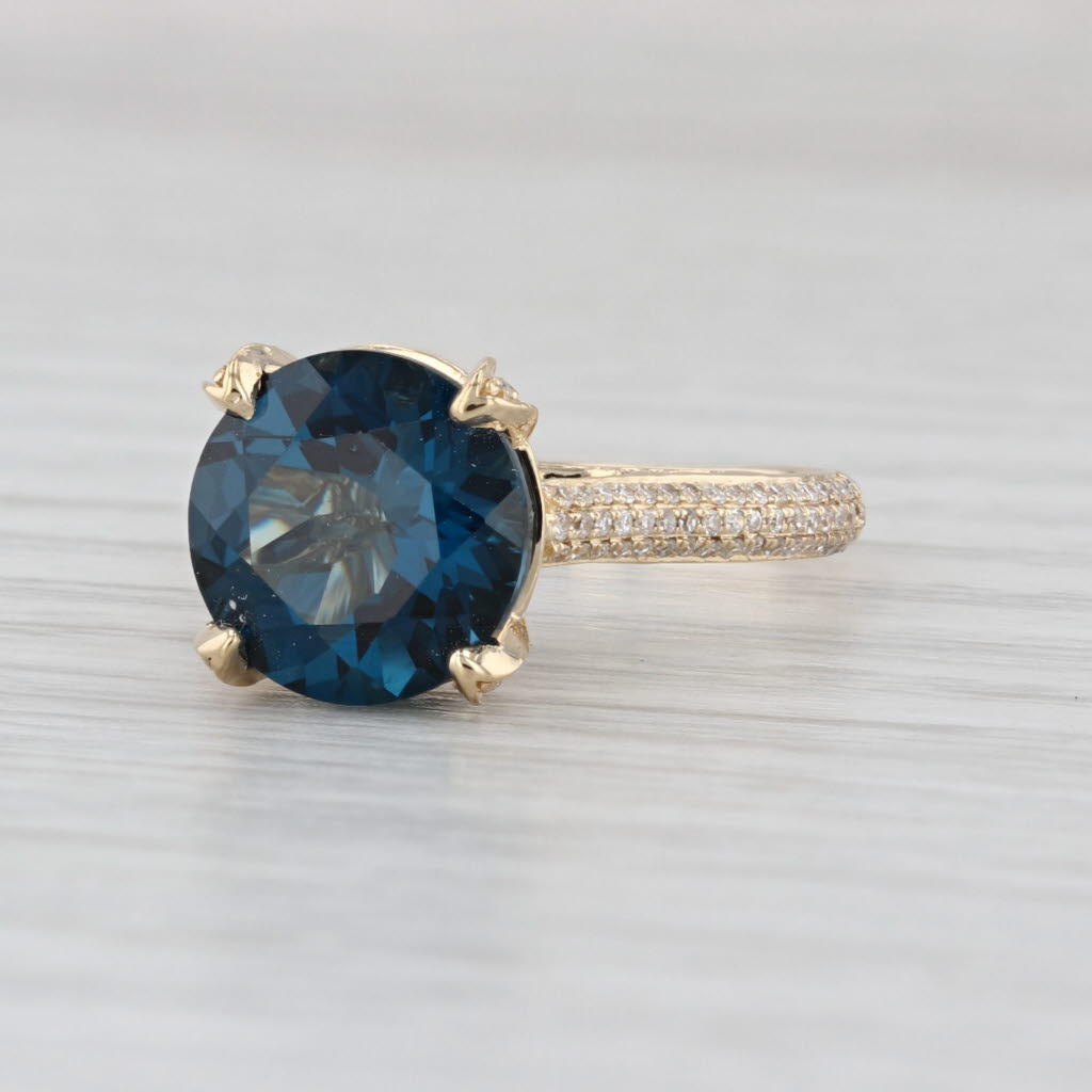 4.57ctw London Blue Topaz Diamond Ring 14k Yellow Gold Size 6.75 Cathedral