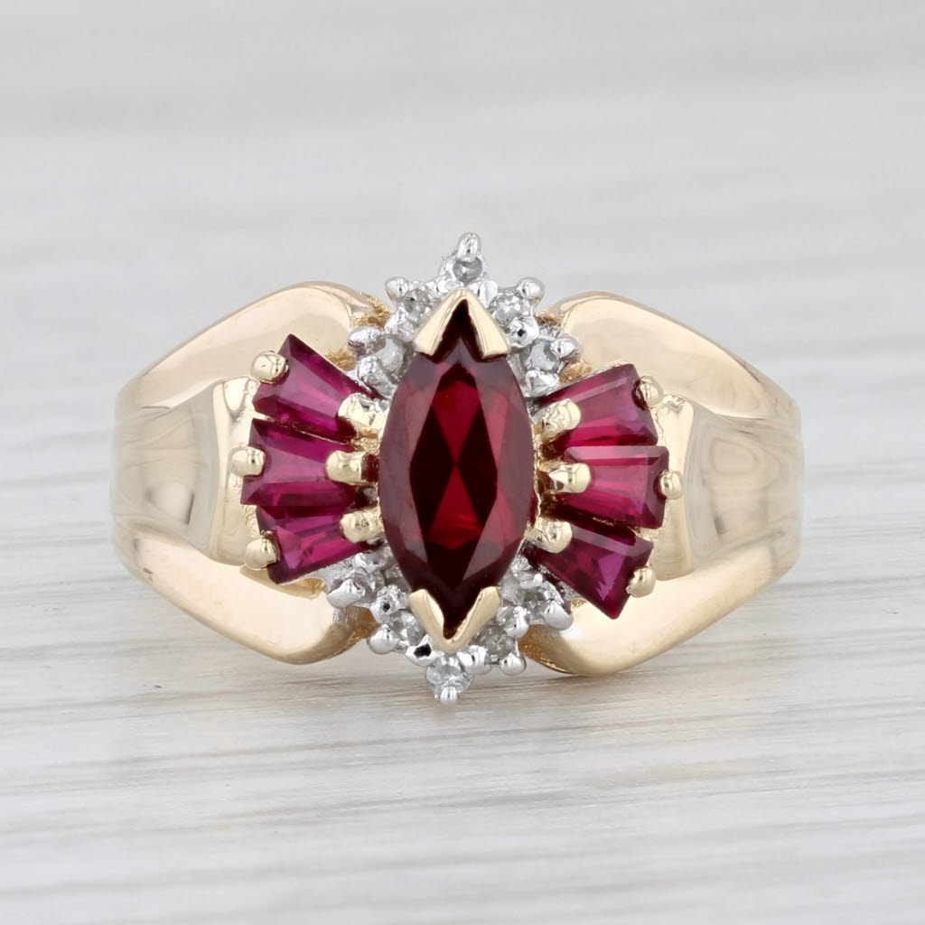 Light Gray 1.45ctw Lab Created Ruby Marquise Ring 14k Yellow Gold Size 6.75