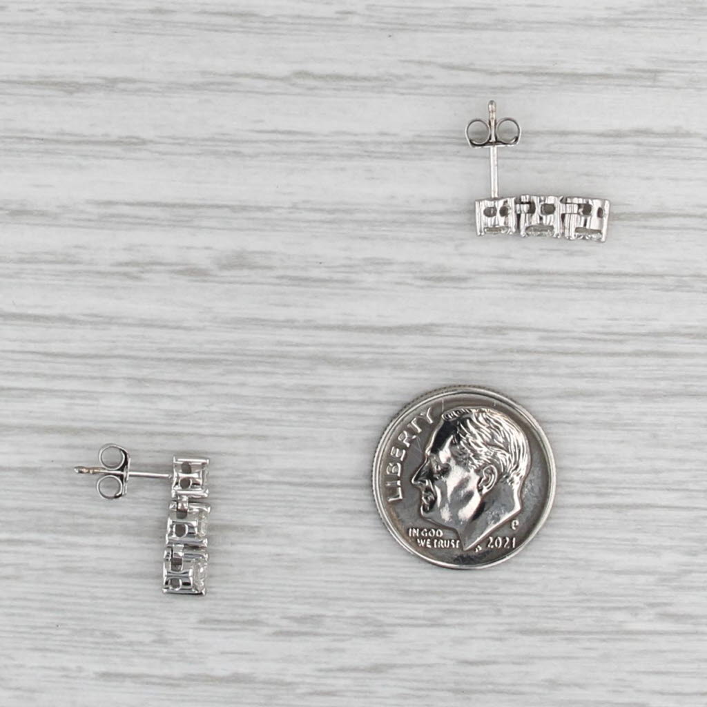 0.55ctw Diamond 3-Stone Journey Earrings 18k White Gold Drops