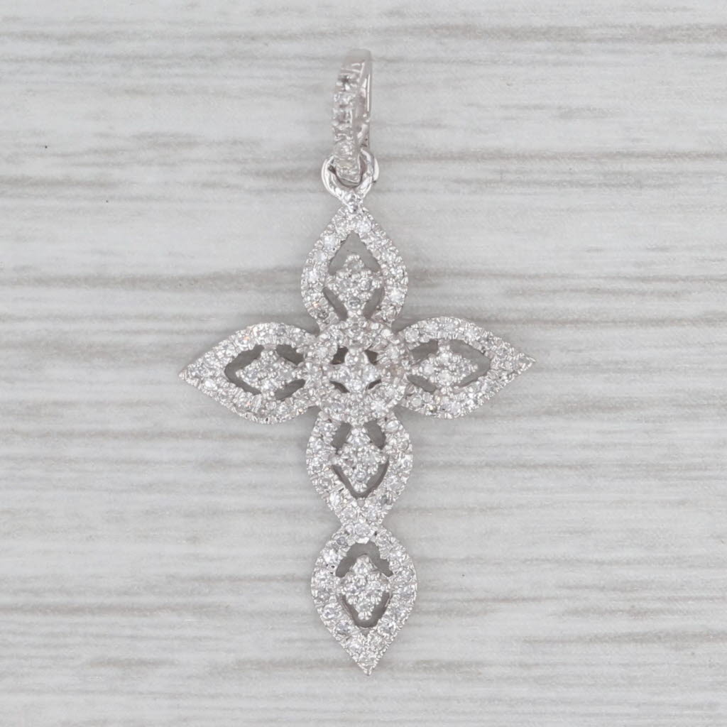 0.12ctw Diamond Cross Pendant 10k White Gold