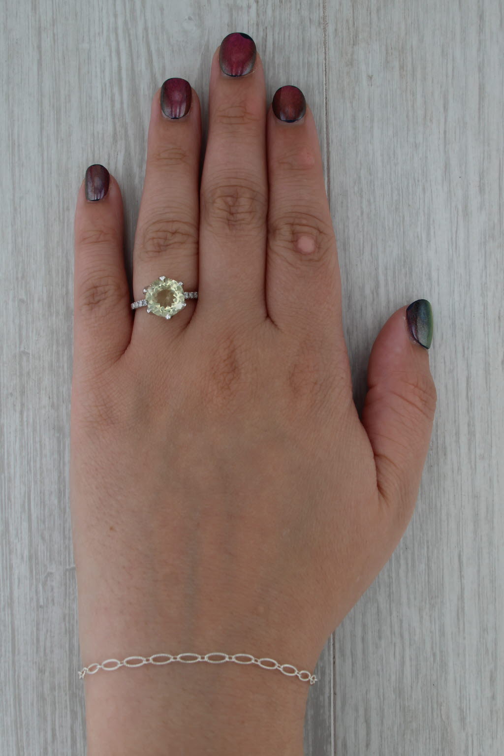 3.11ctw Yellow Citrine Diamond Solitaire Ring 10k White Gold Size 7.25