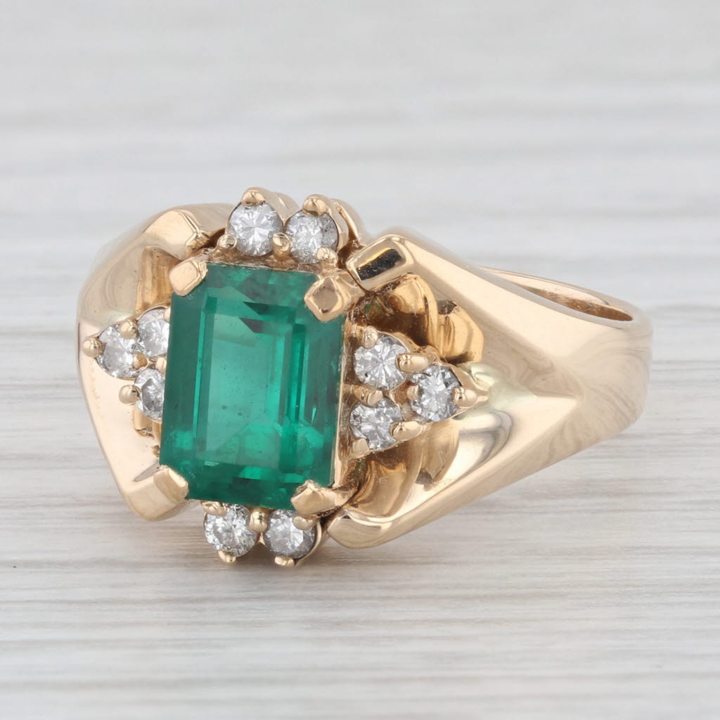 Light Gray 1.85ctw Lab Created Emerald Diamond Ring 14k Yellow Gold Size 7.75