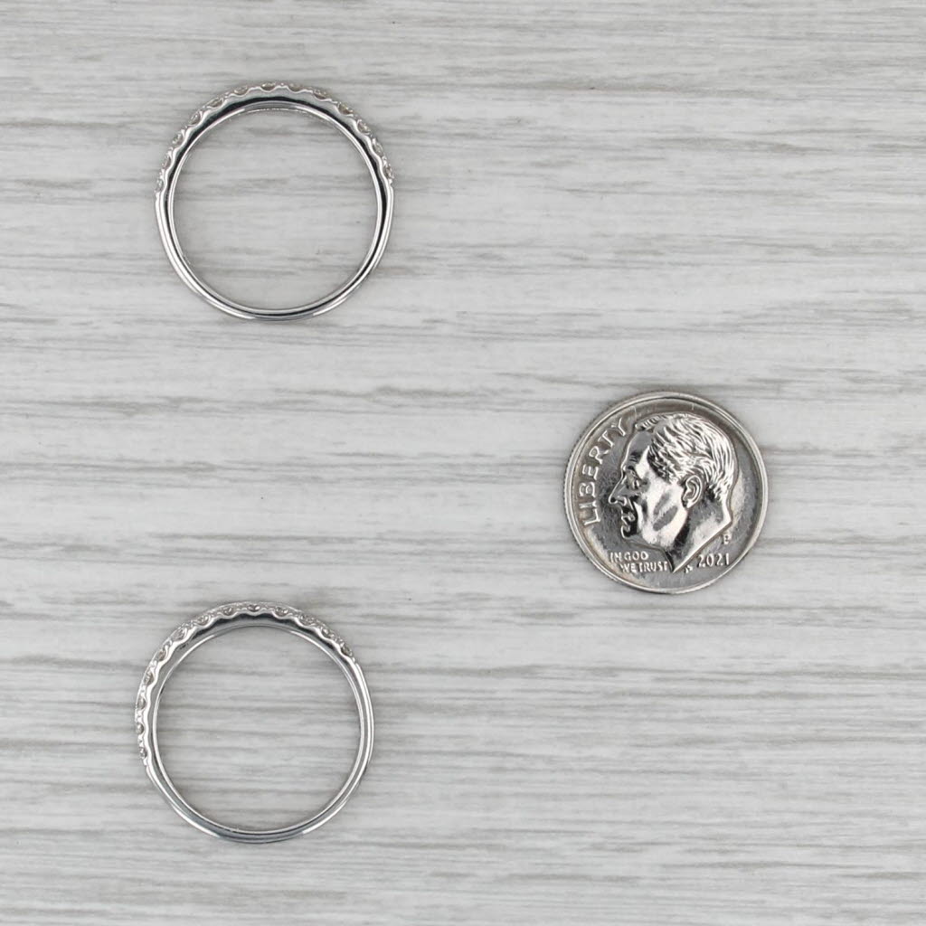0.87ctw Diamond Wedding Anniversary Stackable Bands 14k White Gold Size 7-7.25