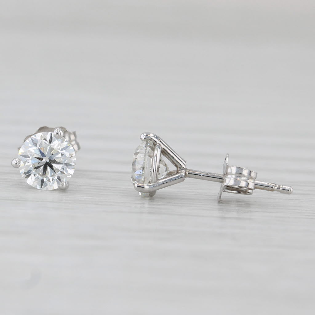 Light Gray 0.84ctw Diamond Round Solitaire Stud Earrings 14k White Gold