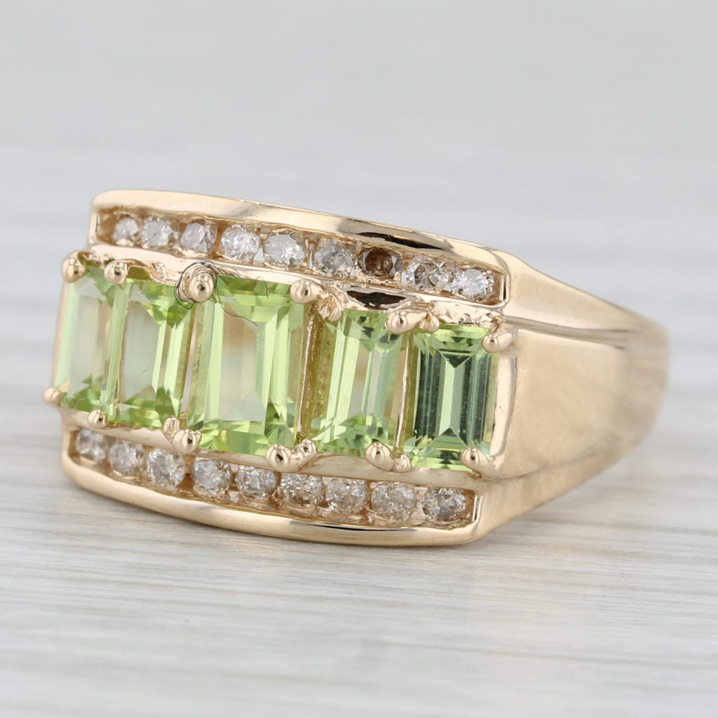 Light Gray 2.08ctw Peridot Diamond Ring 14k Yellow Gold Size 8.5