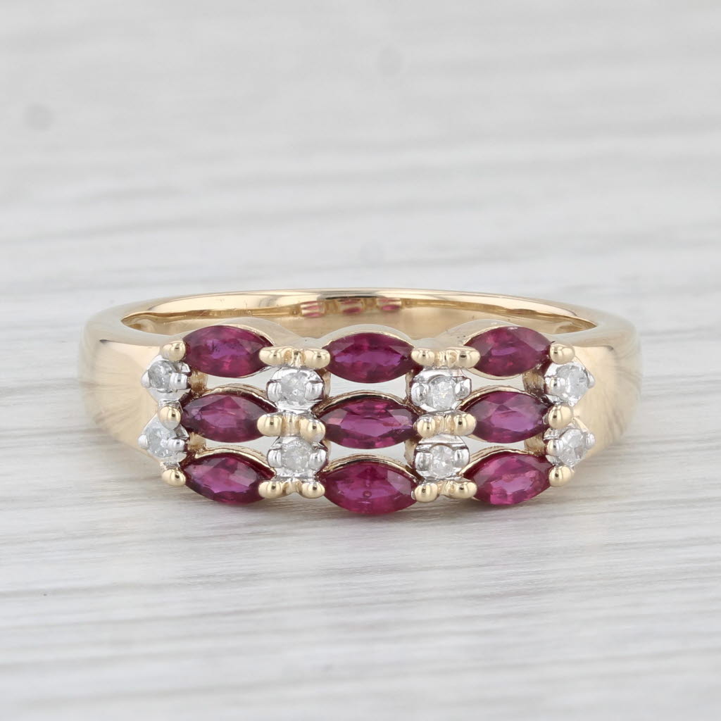 Light Gray 0.85ctw Ruby Diamond Ring 14k Yellow Gold Size 8