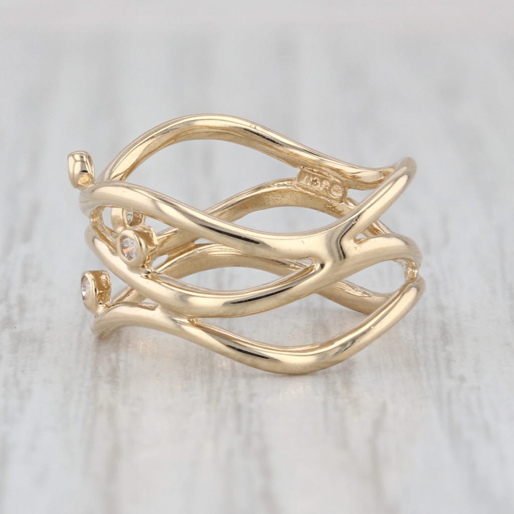Diamond Orbit Contoured Bands Ring 14k Yellow Gold Size 6.25
