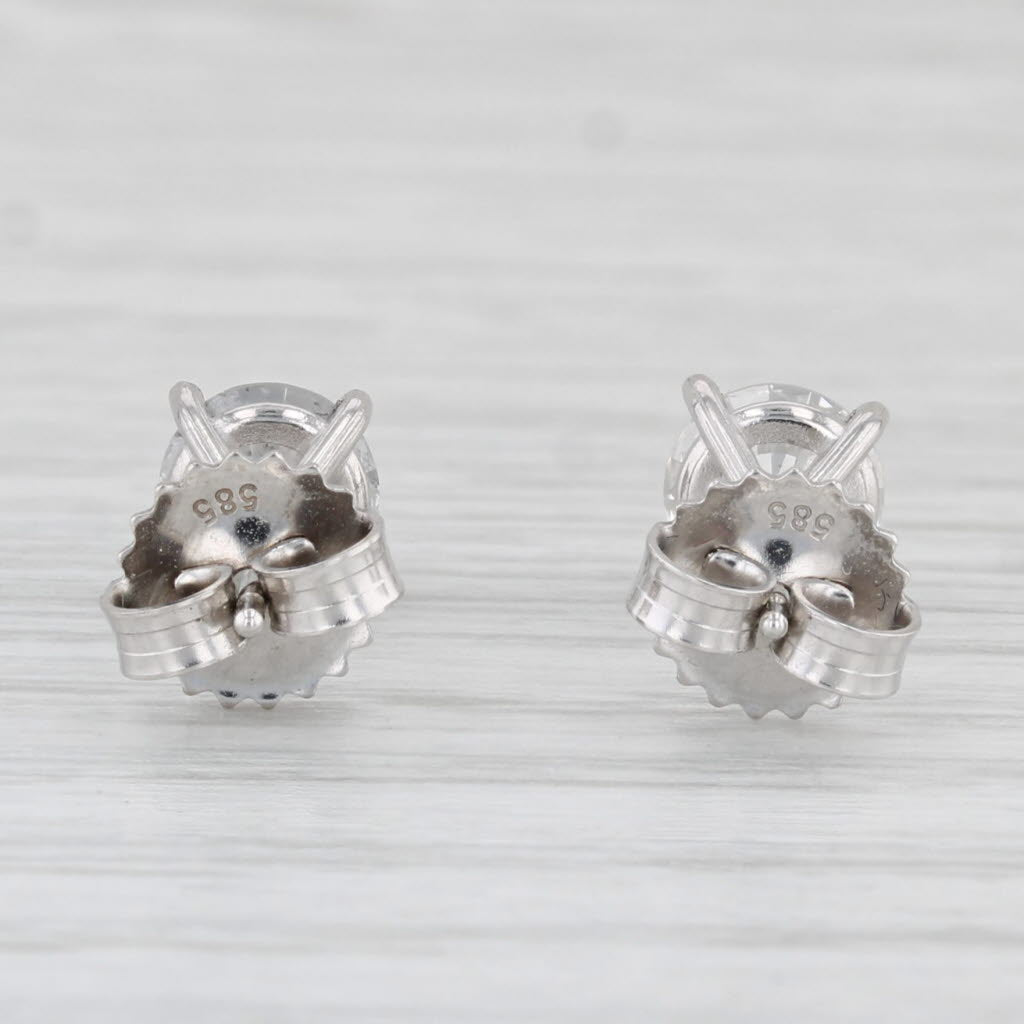 Light Gray 1.55ctw Round Diamond Solitaire Stud Earrings 14k White Gold