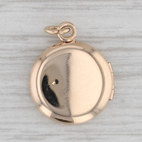 Floral Engraved Small Locket Pendant Charm 10k Yellow Gold Opens