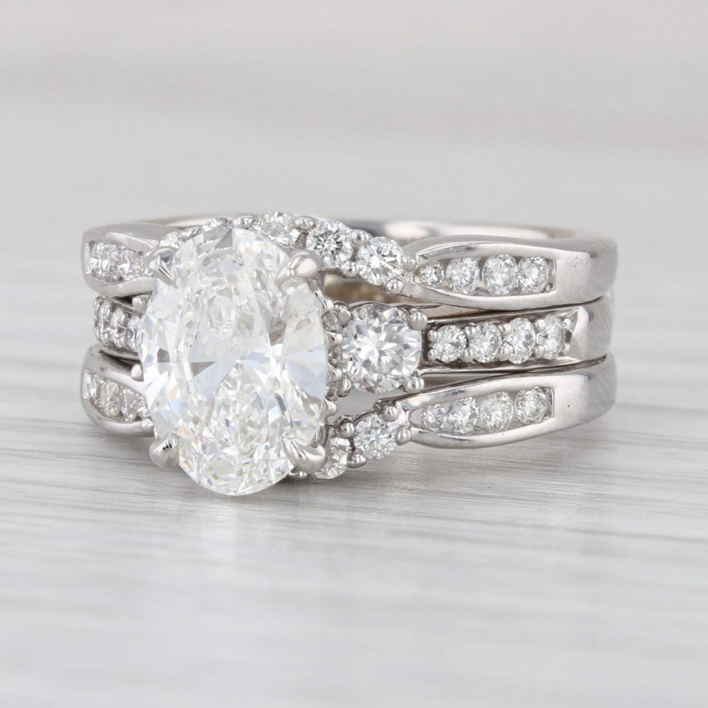 2.74ctw IGI Lab Created Diamond Engagement Ring Wedding Band Jacket 14k Gold