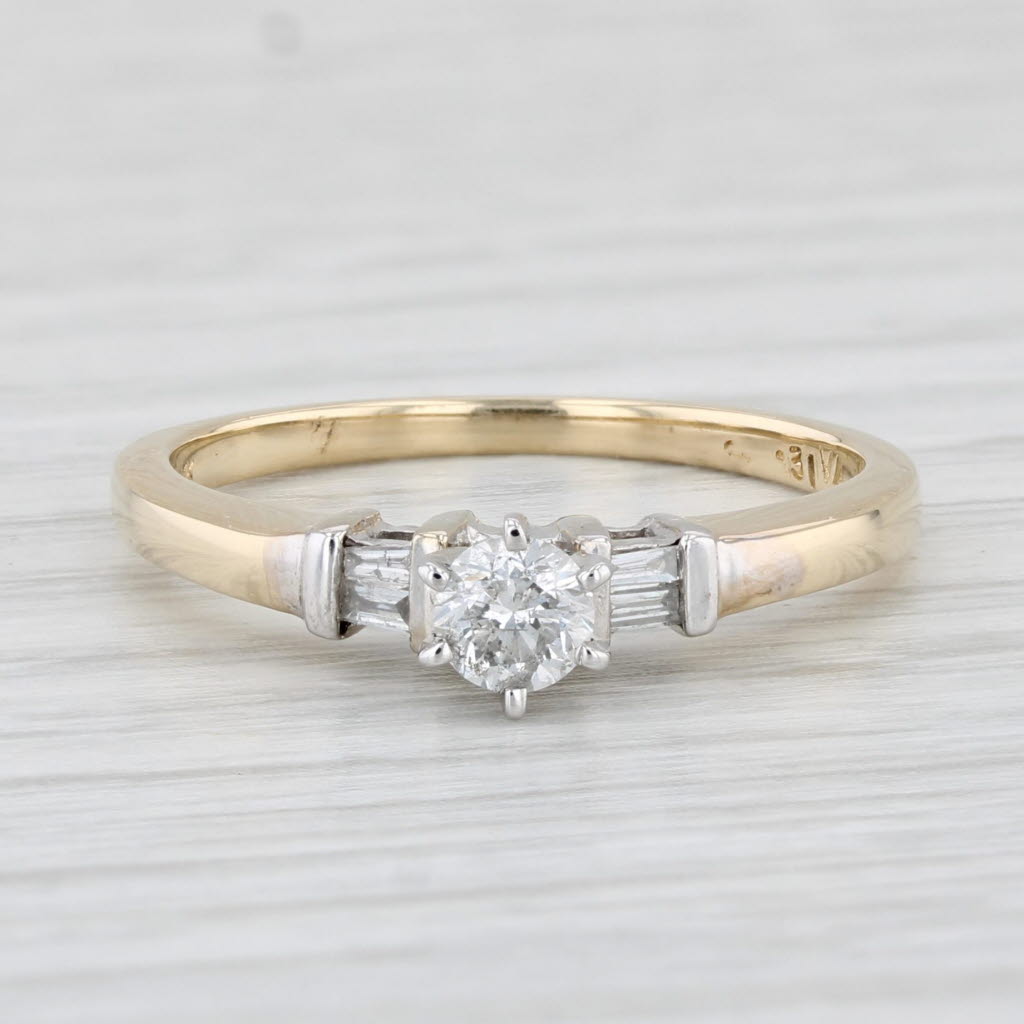 Light Gray 0.28ctw Round Diamond Solitaire Engagement Ring 14k Yellow Gold Size 7.25