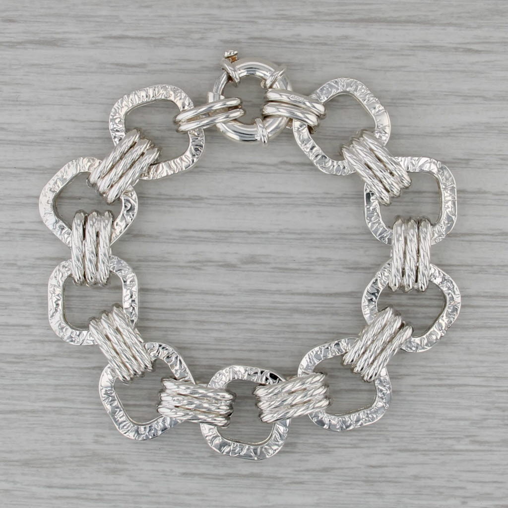 Cable Chain Statement Bracelet Sterling Silver 7" 17mm 925