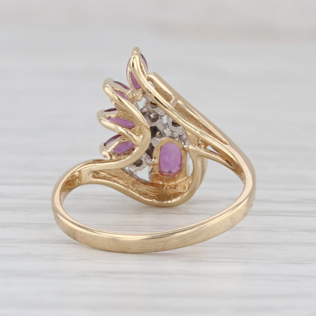 0.46ctw Ruby Diamond Bypass Ring 14k Yellow Gold Size 6.25