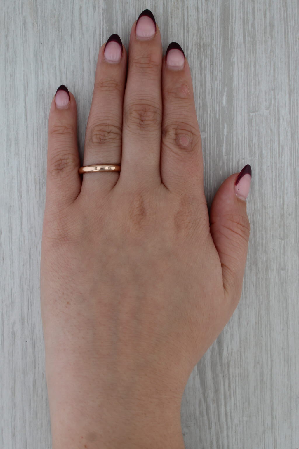 Antique 14k Rose Gold Wedding Band Engraved 1918 Stackable Size 7.5 Ring