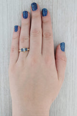 1.10ctw Blue Sapphire Aquamarine Ring 14k Yellow Gold Size 8 Oval 3-Stone