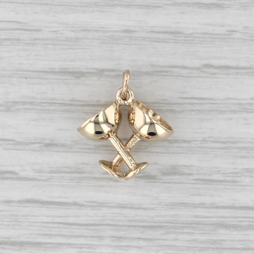 Wedding Communion Crossing Cups Charm 14k Yellow Gold Bridal Jewelry