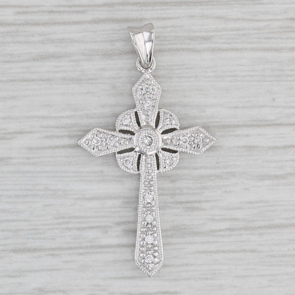 Diamond Cross Pendant 14k White Gold Religious Jewelry