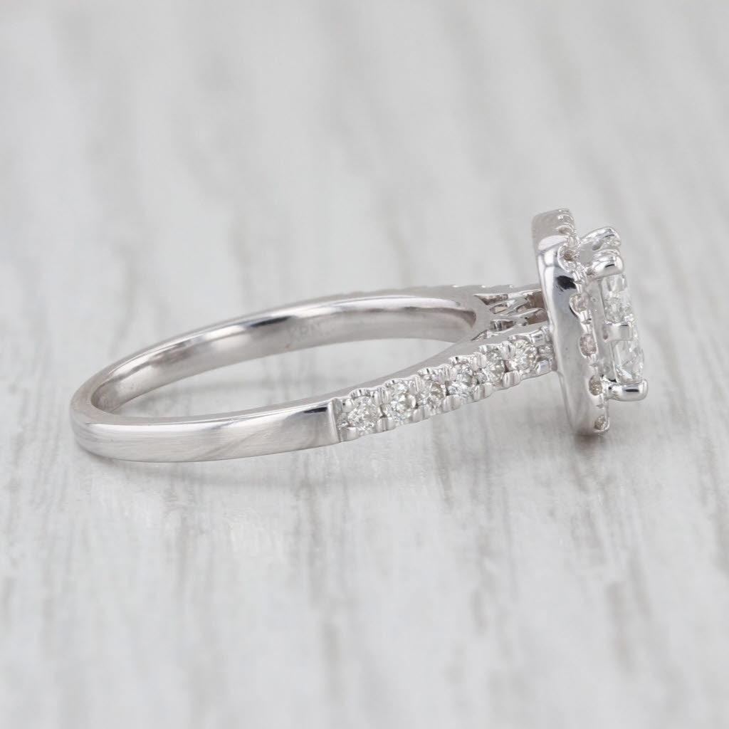 0.89ctw Diamond Princess Halo Engagement Ring 14k White Gold Size 7