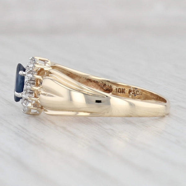 Light Gray 0.38ctw Marquise Blue Sapphire Diamond Halo Ring 10k Yellow Gold Size 8.5
