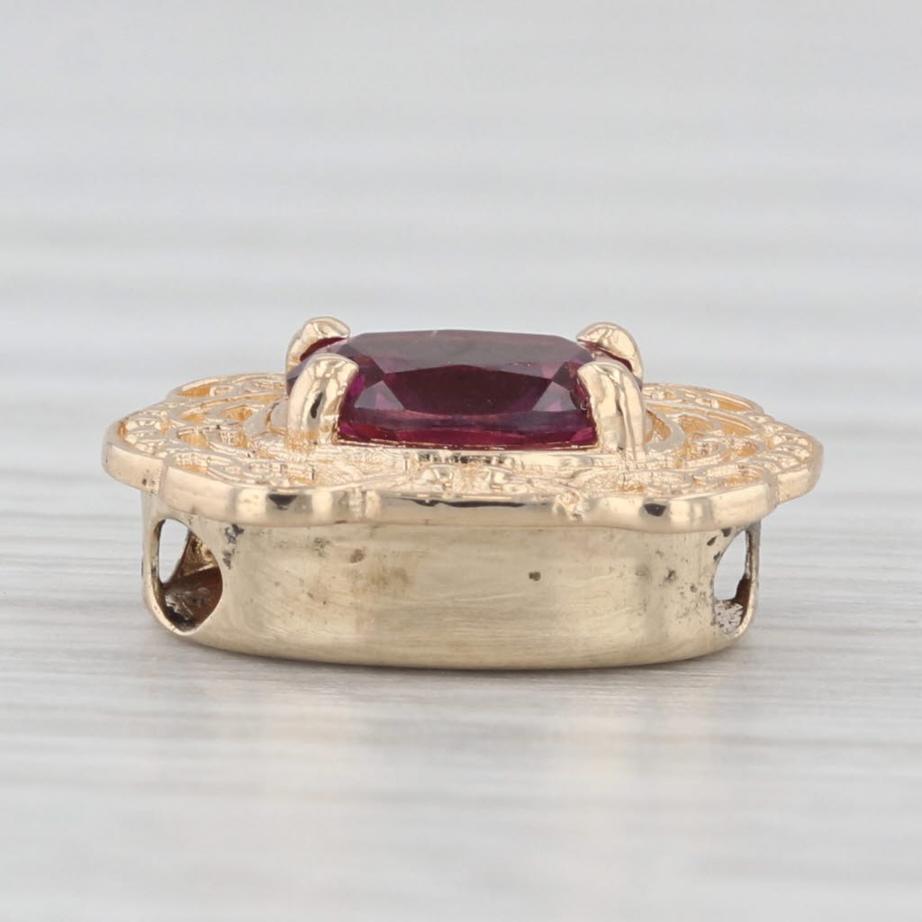 Light Gray Vintage Richard Glatter 0.90ct Rhodolite Garnet Slide Bracelet Charm 14k Gold