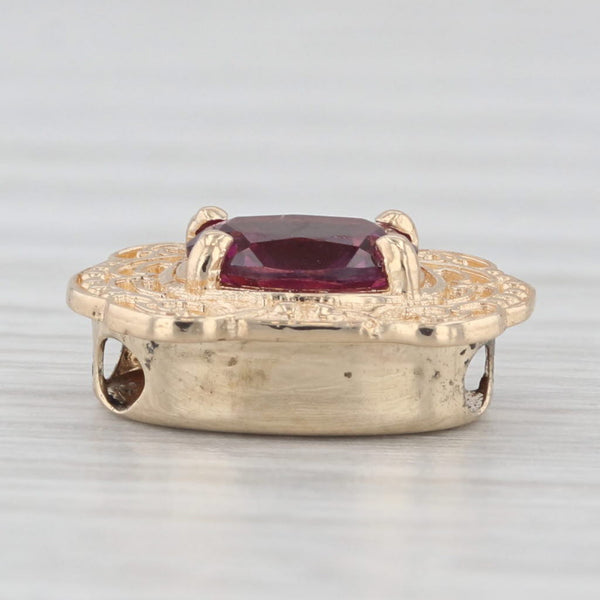 Vintage Richard Glatter 0.90ct Rhodolite Garnet Slide Bracelet Charm 14k Gold