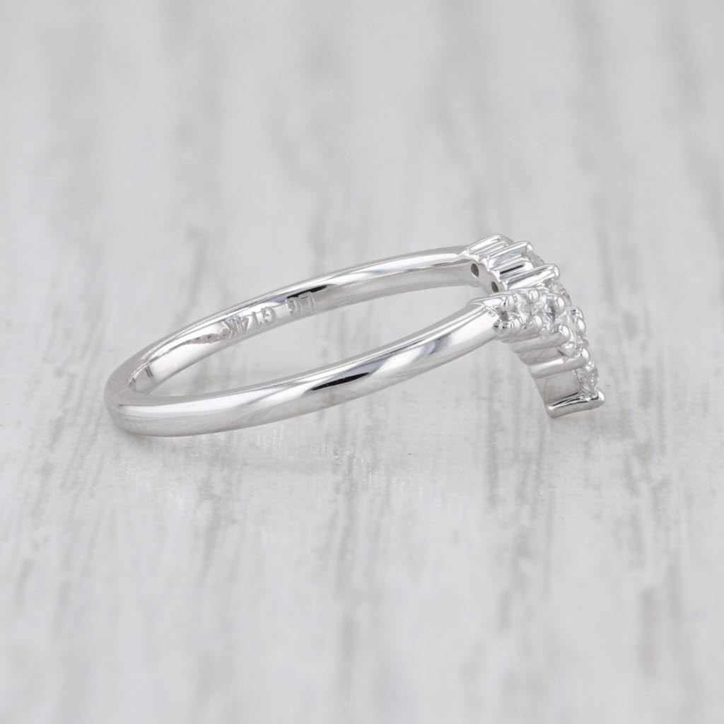 0.364ctw Lab Grown Diamond Wedding Band 14k White Gold Contoured Ring Size 6.25