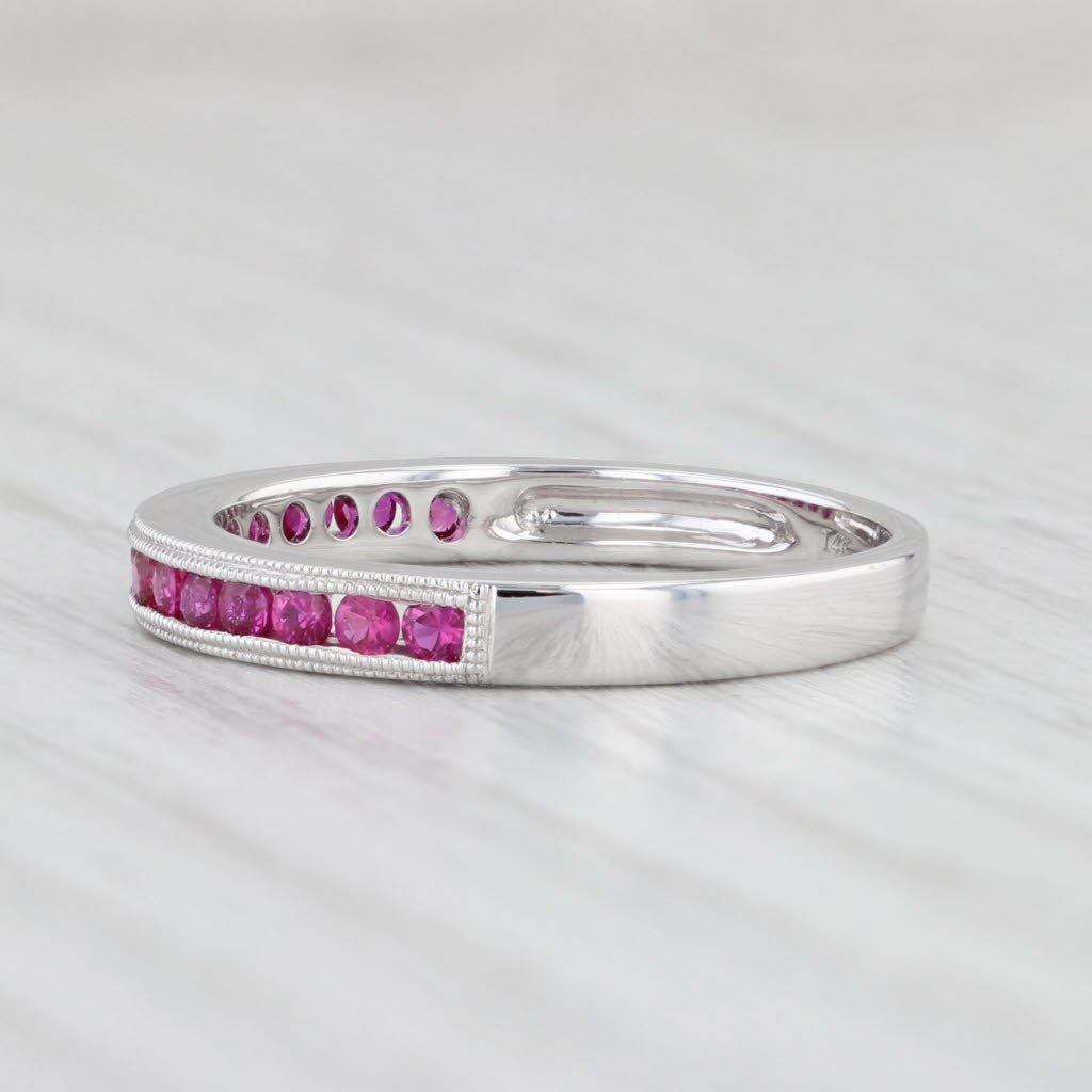 Light Gray New 0.30ctw Pink Magenta Sapphire Ring 14k White Gold Stackable Band Size 6.5