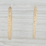 Light Gray Textured Hollow Hoop Earrings 14k Yellow Gold Snap Top Round Hoops