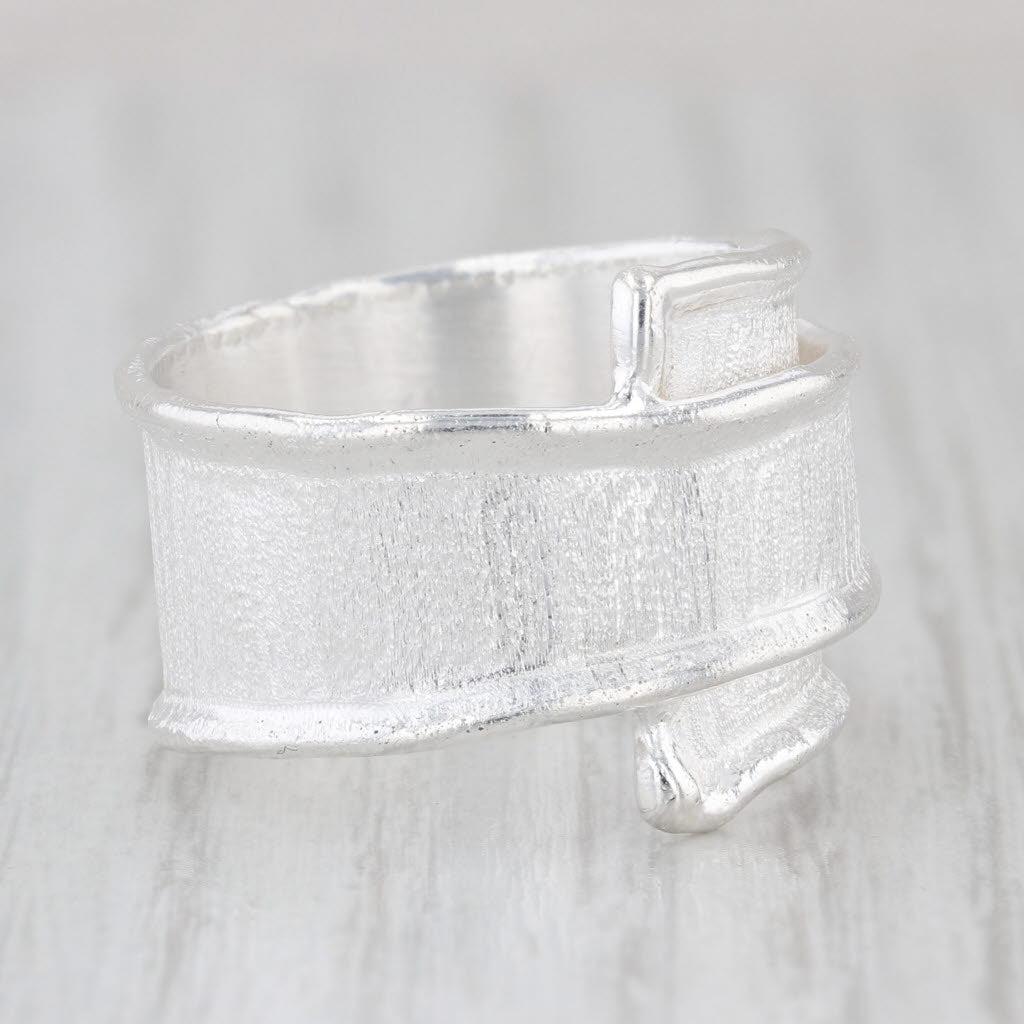 Milor Italy Statement Ring Brushed Sterling Silver Size 8 Band