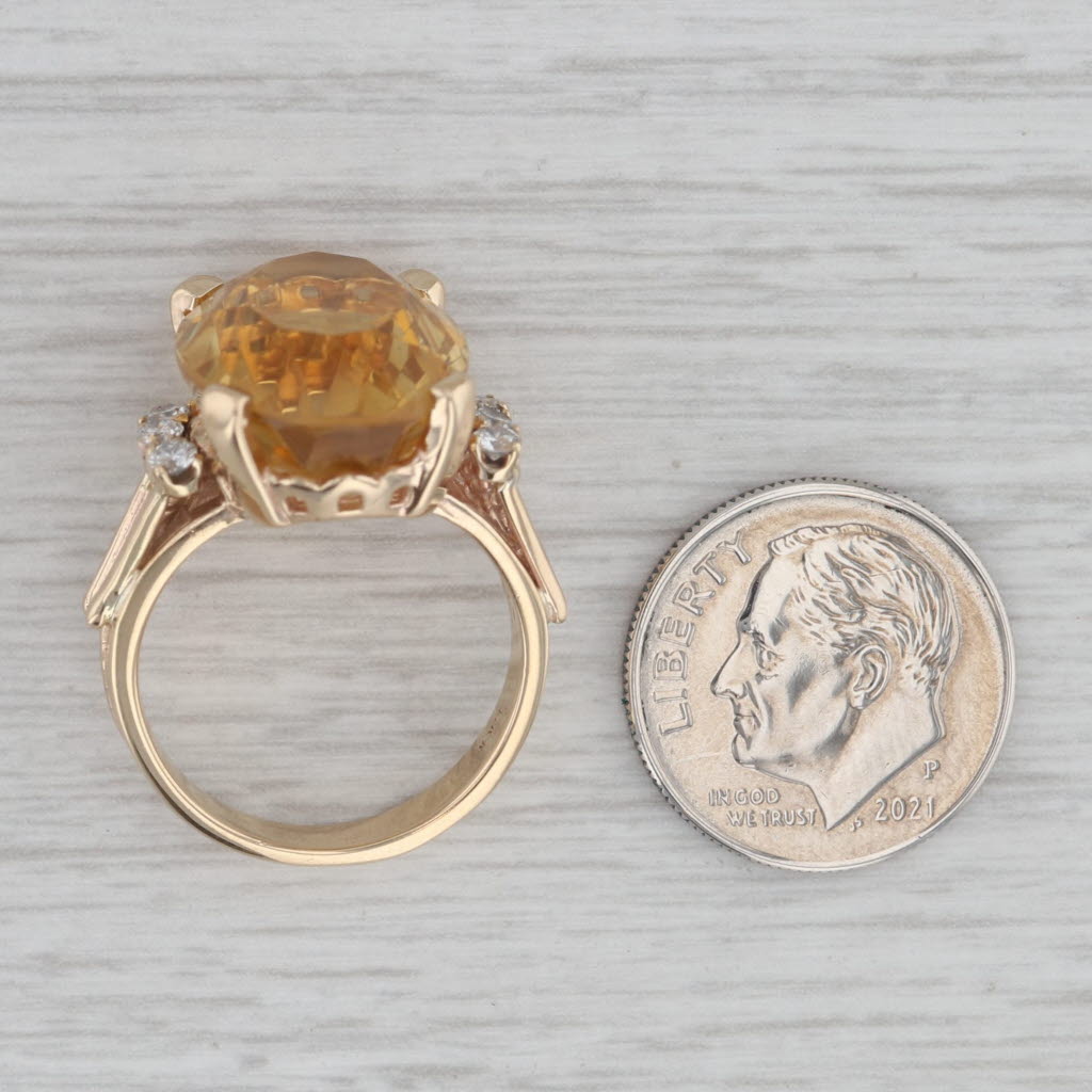 Gray 9.70ctw Oval Citrine Diamond Ring 14k Yellow Gold Size 6