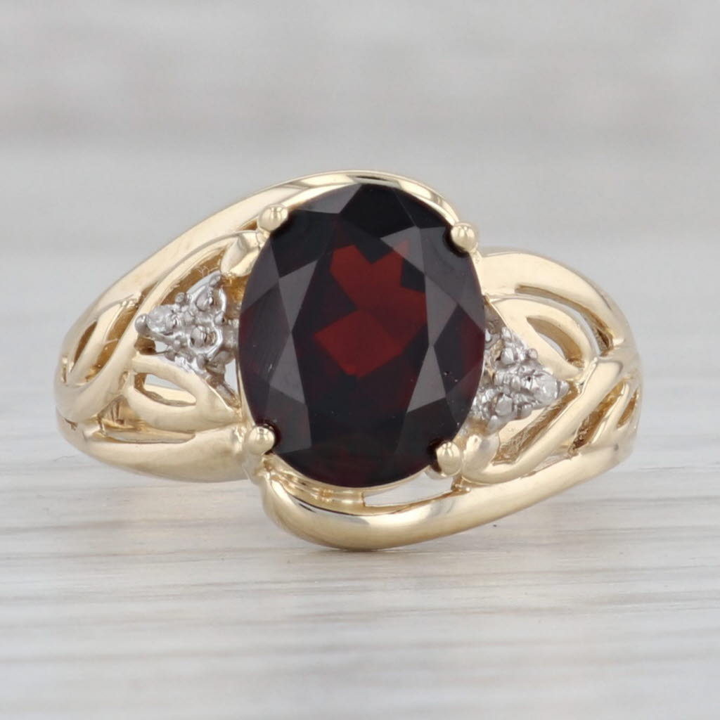 Gray 2.65ct Oval Garnet Ring 10k Yellow Gold Size 7 Diamond Accents