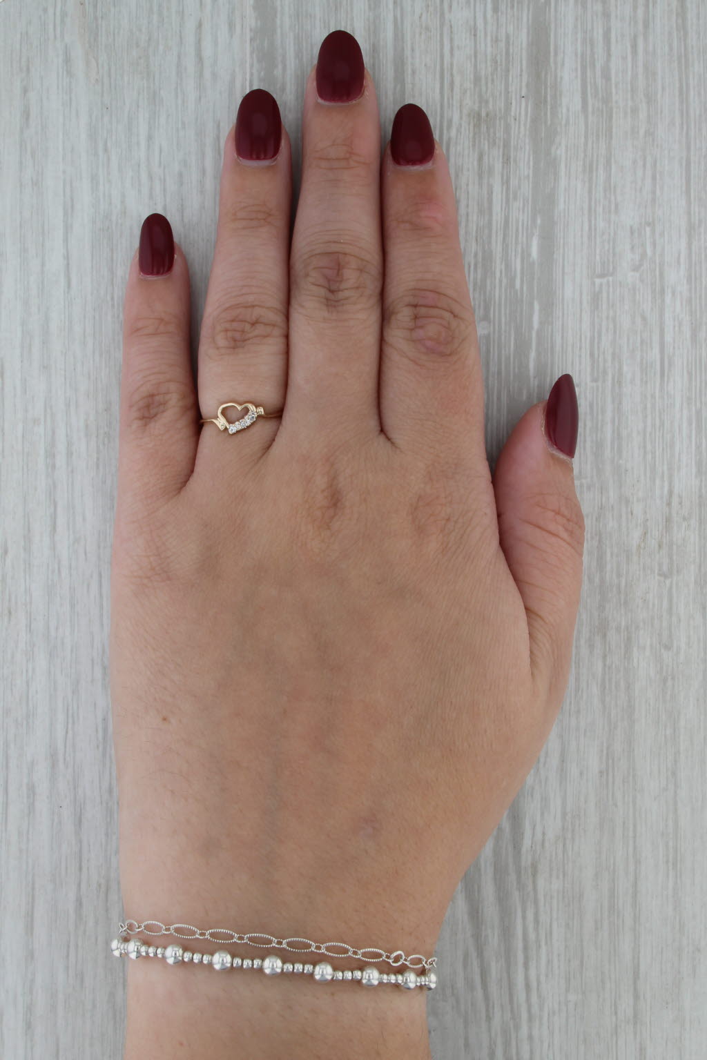 Diamond Accented Open Heart Ring 14k Yellow Gold Size 6