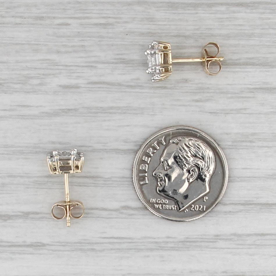 0.74ctw Diamond Halo Stud Earrings 14k Yellow Gold Square Studs