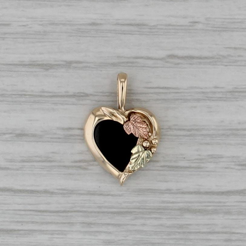 Onyx Heart Coleman Co Black Hills Gold Pendant 10k Gold Small Drop