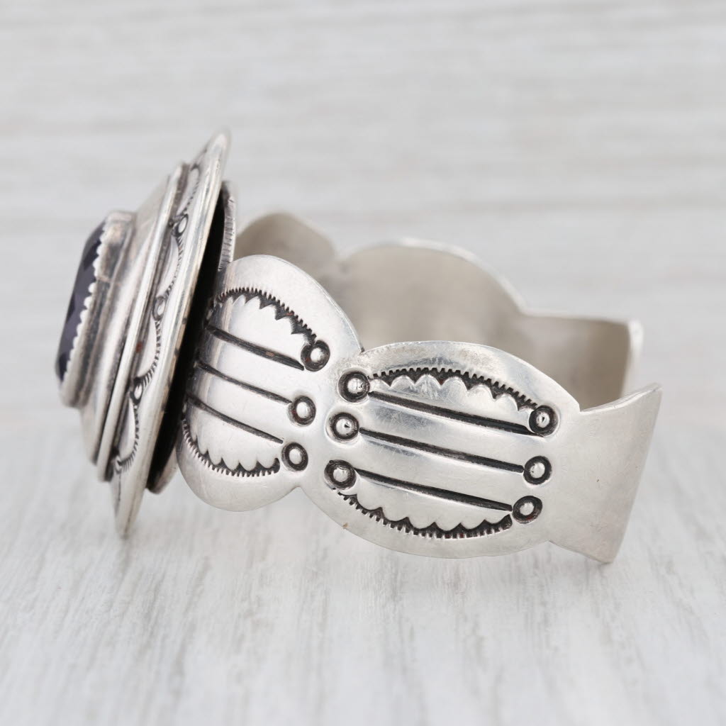 Tommy Moore Amethyst Cuff Bracelet Sterling Silver 6.25" Navajo Native American