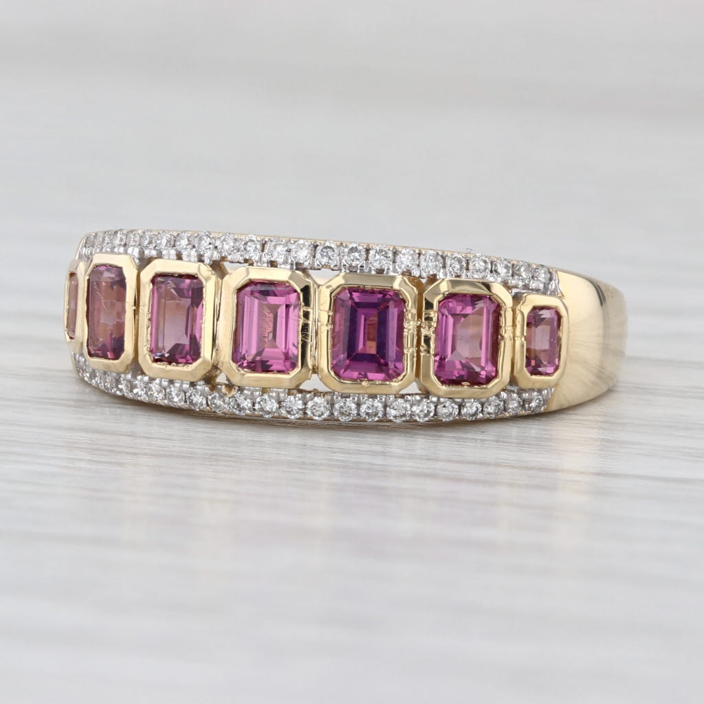 1.66ctw Bezel Set Garnet Diamond Ring 14k Yellow Gold Size 10